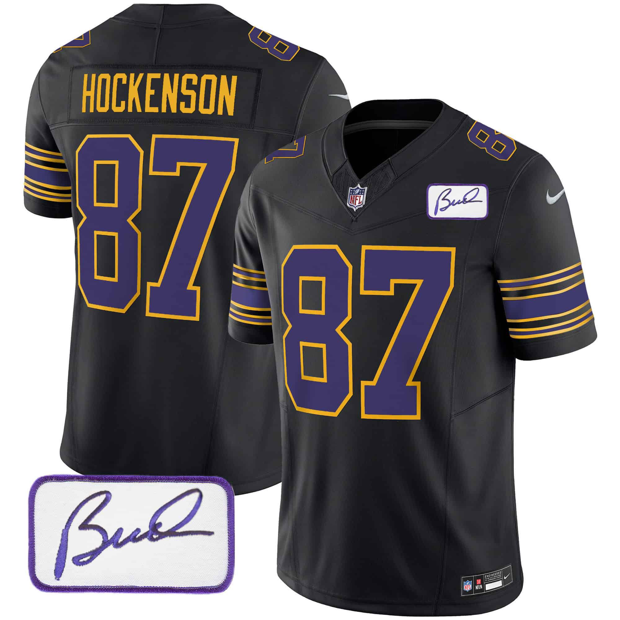 Men Minnesota Vikings #87 Hockenson Black 2024 Nike Bud Grant Patch Classic Limited NFL Jersey->indianapolis colts->NFL Jersey